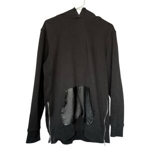 Unique Black Hoodie with Vegan Leather Pocket